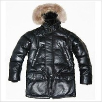 Medium length Genuine Leather Leather Clothing Mens Sheep Leather duvet jacket Thickened Down Leather Clothing and Cap Coat Man