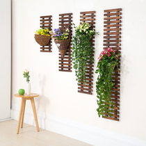 Solid wood hanging wall flower frame balcony living room wall decoration wall grid anticorrosive wood hanging wall flower wall frame