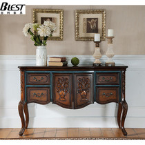 American solid wood entrance table Classical carved multi-function entrance cabinet Foyer painted entrance table Retro dining side cabinet