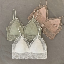 Lace beauty back smear inset with thin section bra No steel ring Law Triangle cup lingerie with chest cushion one-piece