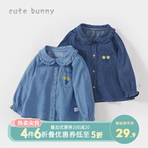 Baby Autumn Clothing 1-3-5 Year Old Girl Long Sleeve Denim Shirt Baby Pure Cotton Doll Cardio-air Blouse Tide