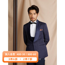 Special heavy industry embroidery jacquard mens banquet dress suit green fruit collar slim business gentleman suit single west