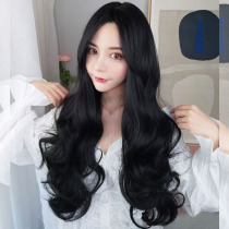 Wig female medium and long hair Female Korean fluffy long curly hair big waves net red cute natural full headgear type fake headgear