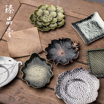 Alloy coaster Metal cup holder Square creative tea set Imitation copper tea mat Round tea set accessories Chinese tea ceremony