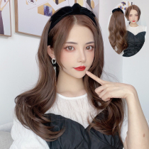 Wig female hair U-shaped wig set female simulation human hair big wave curly hair natural Net red hair hoop full head cover
