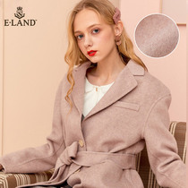 ELAND clothes Winter female Korean version of V-collar temperament niche waist lace-up coat thin