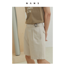 (NANS) retro waist loop double pleated wide Shu pants VINTAGE CHINO SHORTS - NS3D07