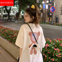 Short sleeve T-shirt adolescent girls summer dress 2022 new first medium-high school students loose casual cute design feel clothes