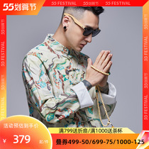 Semi-idle concentration State of the wind Down with improved version of men and women Heavenly Feign Printed Spring Summer Retro Disc Buckle New National Tide Jacket