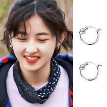 Zhang Zifeng with plain ring earrings 925 sterling silver niche earrings female summer 2021 new simple earrings
