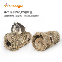 Niteangel Ait Chinchilla Dutch Pig Pygmy Rabbit Four-hole grass-woven tunnel passage Escape toy supplies