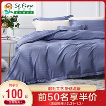 Fu Anna Home Textile Holy Flower Grinding Four Piece Set Nordic Pure Color Bedding Single quilt cover Bed Sheets Three Piece Set