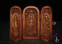 Boxwood is carefully crafted Fu Lu Shou Guan Gong Sanqing Shangren and other Samsung three-open box ornaments handlework
