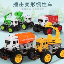 Childrens large city sanitation inertial impact deformed fire engineering vehicle toy resistant to fall off-road car model suite