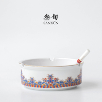 Thirty-year sea water river cliff ashtray household living room office ceramic simple retro ashtray trend ornaments