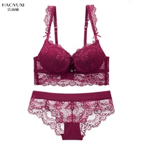 Haoyu foreign trade European and American lace stylet with steel ring detachable double shoulder strap large size underwear womens bra