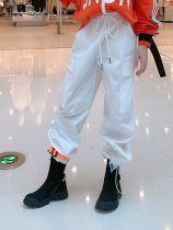 Korean childrens clothing 2021 spring new boys and girls Korean version of all-match loose leg tooling elastic casual pants trend