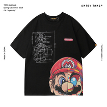National Tide ins Boys Short Sleeve T-shirt Men Tide Brand Machinery Mario Super Mary 2019 New Half Sleeve Boyfriend Wind