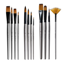 Gouache silver high quality nylon brush acrylic painting new oil painting pen aluminum tube birch brush set manufacturers