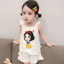 Baby Summer Clothing Pure Cotton Pyjamas Girl Vest Shorts Foreign Air Princess Suit Children Cartoon Home Conserved Two Sets