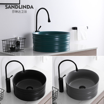 Nordic wind table upper basin wash basin round household washbasin toilet ceramic washbasin Basin