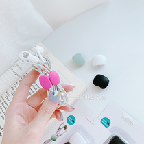 Headphone CONTAINING BUTTON DATA WIRE WINDER BUTTON TYPE SILICONE CELL PHONE CHARGING WIRE TANGLE WIRE MACHINE FINISHING SMALL DEITY PORTABLE APPLE EAR MACHINE WIRE HUB WIRE COLLECTOR ANTI-ENTWINING WIRE FIXING