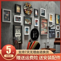 Industrial style staircase decoration bar barbecue restaurant Wall retro hanging corridor aisle background wall wall decoration photo frame