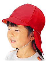 Japanese kindergarten red and white red White hat double-sided can wear the back of the neck Sun child sunscreen hat summer sports hat
