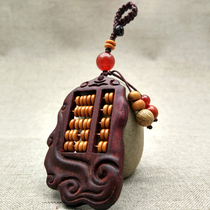Creative sheep horn abacus keychain handmade car gold million two sandalwood men and women key ring lucky pendant gift