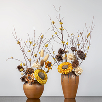 Dried flower bouquet living room floor table vase sunflower bouquet dried flower plus vase set really big bouquet furnishings