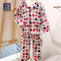 Ingebebei childrens pajamas autumn long sleeve cotton set girls home clothes two pieces baby air conditioning pajamas