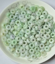 10 mm Natural Emerald A Cargo Jade Small Circle Thickened Jade Ring Macroporous Abacus Beads Wheel Beads Diy Accessories