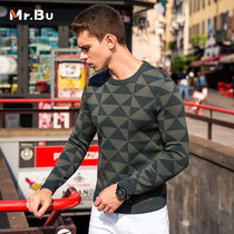 MrBu new men pullover cardigan fashion check mens base shirt top KT00839