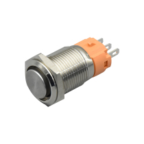Self-locking reset 16MM metal push button switch SPLASH-proof high flat head 3 welding feet one open and one closed dual round