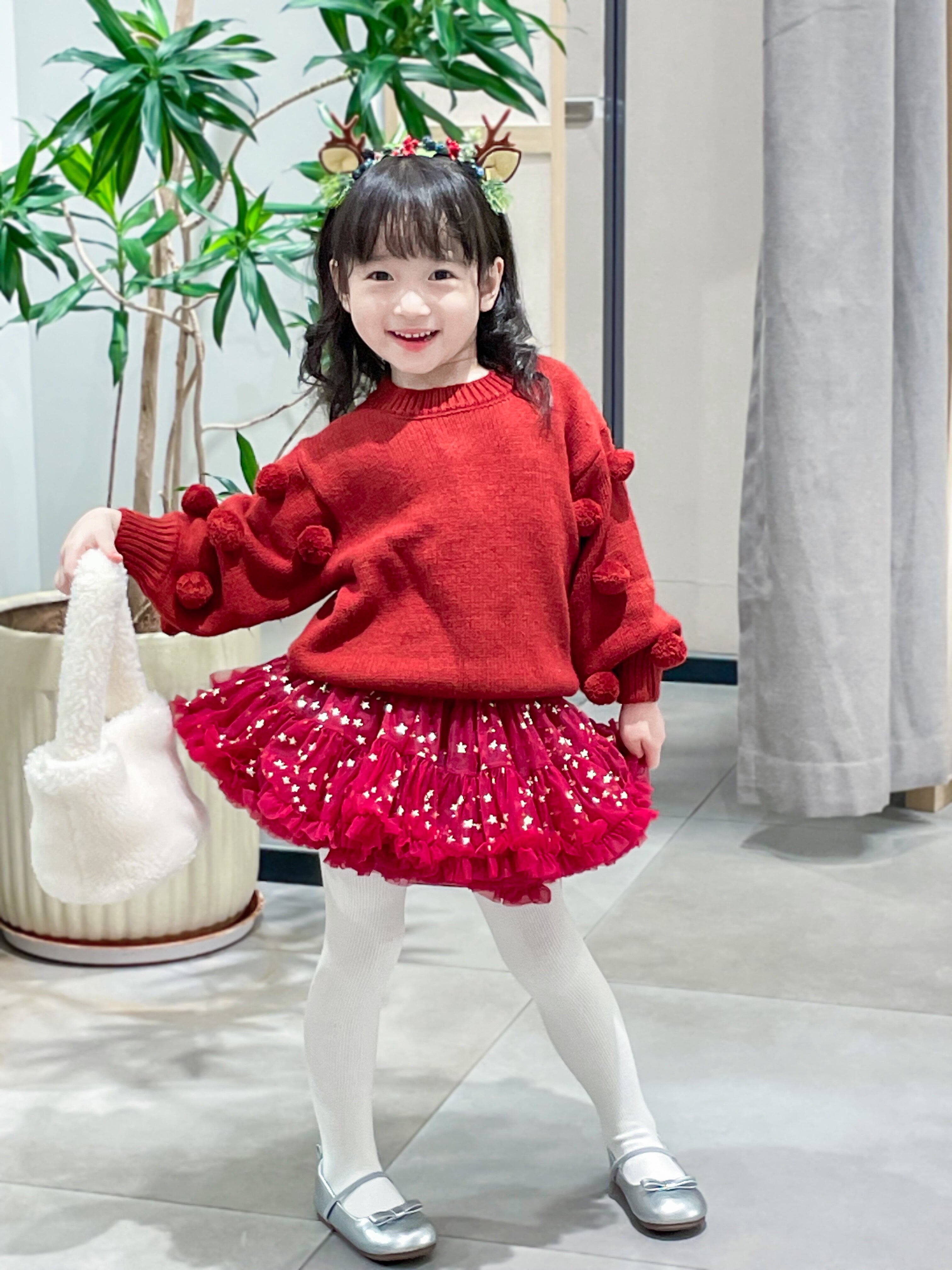 儿童毛衣过年红色衣服女童针织衫上衣女宝套头衫秋冬款小女孩线衣