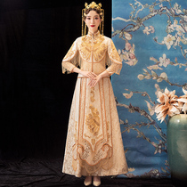 Xiuhe dress bride 2021 new summer golden phoenix crown Xia style wedding Cheongsam toast dress Chinese wedding dress