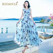 Rsemnia Korean version of new sleeveless Super fairy chiffon dress Maldives beach dress seaside holiday