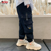 Kids Kids Boys Pants Trendy Black Loose Cargo Casual Pants 2021 New Spring Autumn Mid-large Kids