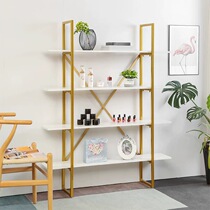 Nordic wrought iron wood rack Net red light luxury floor bookshelf living room cosmetics display rack simple partition frame