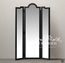 Retro - modern three - sided folding floor mirror All - body mirror American solid wood dressing mirror mirror