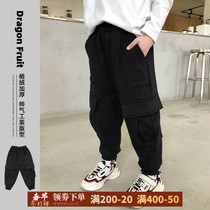 Boys with velvet pants wear padded children's thin velvet one-piece velvet children Korean version of winter overalls foreign tide