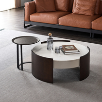 Yichao Italian light luxury rock plate coffee table TV cabinet combination round coffee table Living room household modern minimalist small apartment
