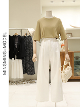 2021 summer new buckled white wide leg pants fried street handsome overalls womens loose high waist trousers