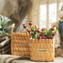 JK Mu space Nordic modern natural bamboo light color flower arrangement flower basket balcony flower pot basket desktop storage basket