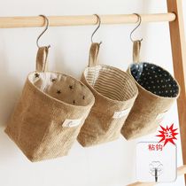 Desktop cotton and linen storage bag sundries hanging bag wall hanging door rear small hanging bag fabric storage bag dormitory bag