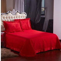 Li wedding big red sheet single pure cotton European pure double couple add wedding bed pillow sleeve all cotton three pieces