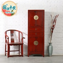 Retro bookcase solid wood locker Living room cabinet New Chinese porch cabinet Chinese side cabinet old antique cabinet pine
