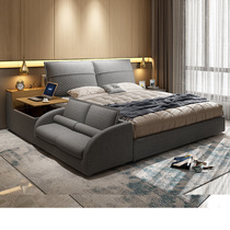 Fabric net red bed Nordic simple round bed ins wind bedroom Modern light luxury double master bedroom king bed 1 8 tatami