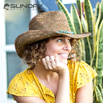 United States Sunday Afternoons womens Raffia sunscreen sun hat Denim crimped hat Jazz new style