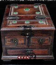 Antique hand jewelry box jewelry box wedding storage box retro Chinese style solid wood cosmetic box ancient hand jewelry box with mirror